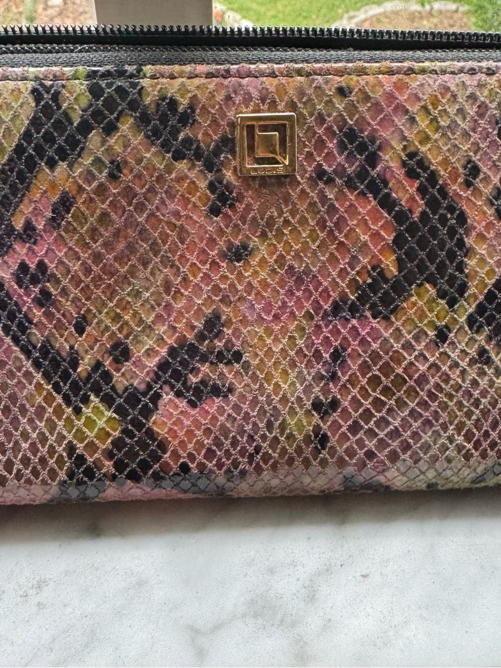 Lodis Pink Multi Snake-Print Zip Cosmetic Pouch